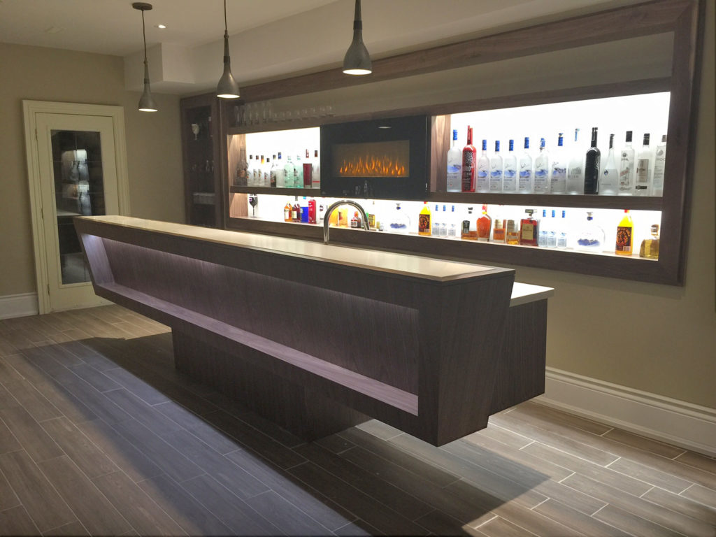 finished bar in basement renovations in the GTA